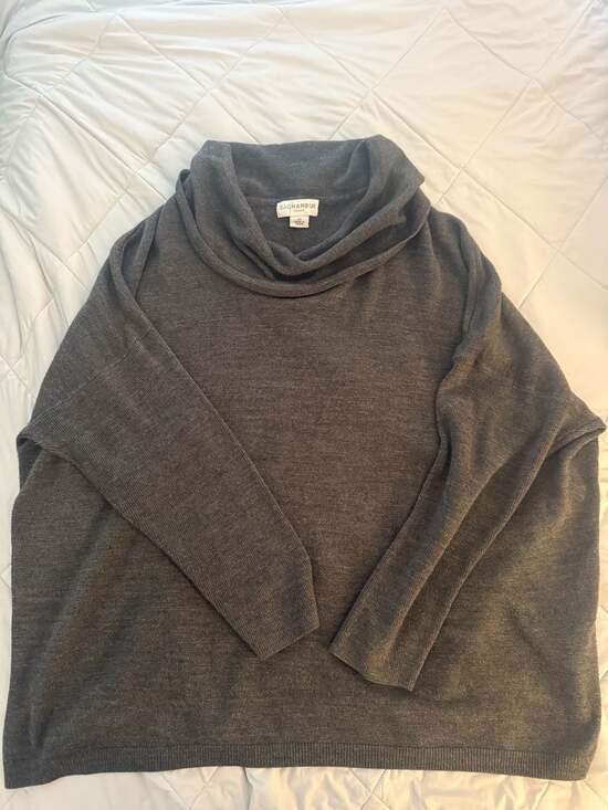 Sag Harbor Sweaters - Sag Harbor Woman Gray Cowl Neck Long‎ Sleeve Knit Pullover Sweater
